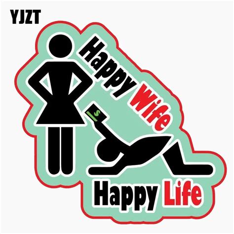Yjzt Cm Cm Personality Reflective Car Sticker Happy Wife Happy Life The Tail Of The Car