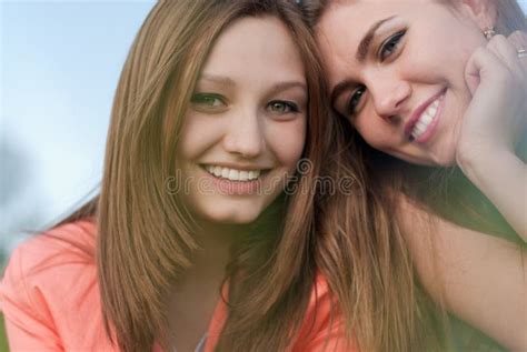Two Beautiful Happy Smiling Young Women Stock Image Image Of Cool