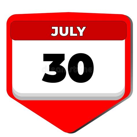 30 July Vector Icon Calendar Day 30 Date Of July Thirtieth Day Of