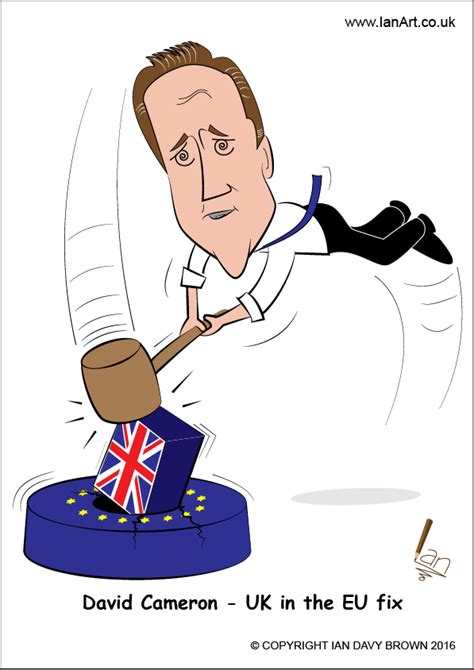 Ian Davy Brown Caricatures David Cameron Europe Pre Brexit Cartoon