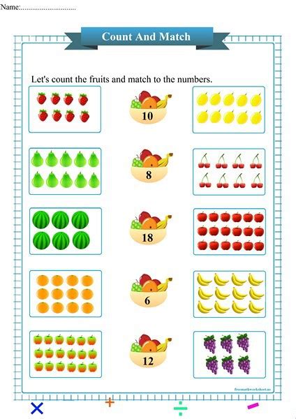 Count And Match The Fruit Worksheets | 99Worksheets