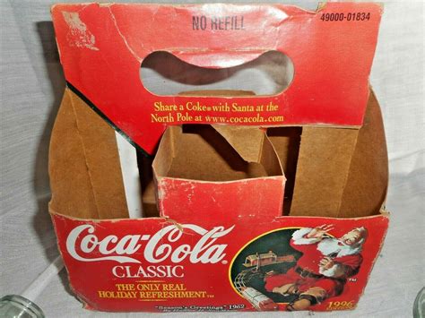 1996 Coca Cola Seasons Greetings Commemorative 6 Pack Coke Bottles