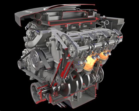 3d Model Sectioned Animated V6 Engine 3d Horse