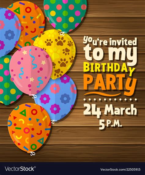 Birthday Party Invitation Card Royalty Free Vector Image