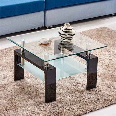 During your search, it's worthwhile to think about how you'll be using your coffee table and what sorts of features you could benefit from. 8mm Tempered Glass Top Square Coffee Table Black MDF Legs ...