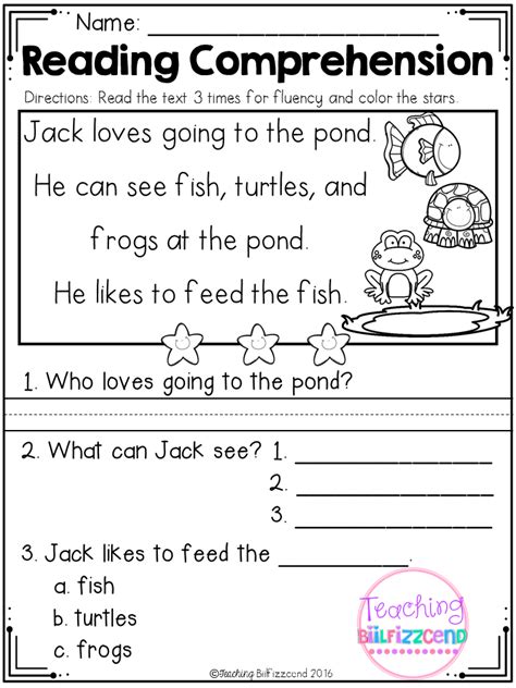 Reading Comprehension Passages For Kindergarten