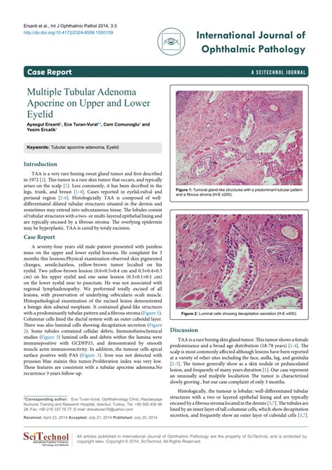 Pdf Multiple Tubular Adenoma Apocrine On Upper And Lower Eyelid