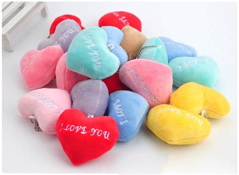 Mini 10cm Heart Shape Plush Toy New Tiny Keychain Toy Stuffed Different Color T Heart Doll In