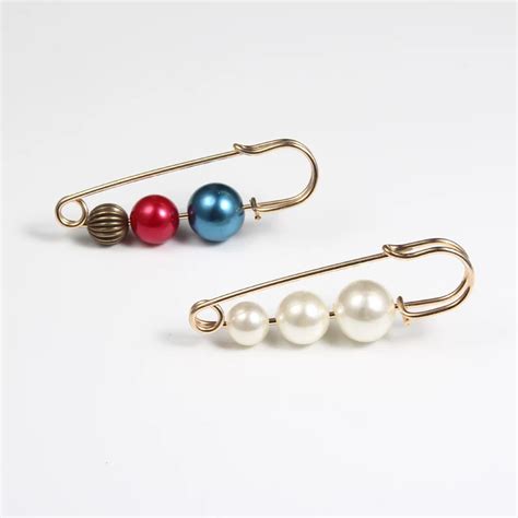 1pc Korean Style Simulated Pearl Brooch Lapel Pins Women Long Beads Brooches Badge Scarf Dress