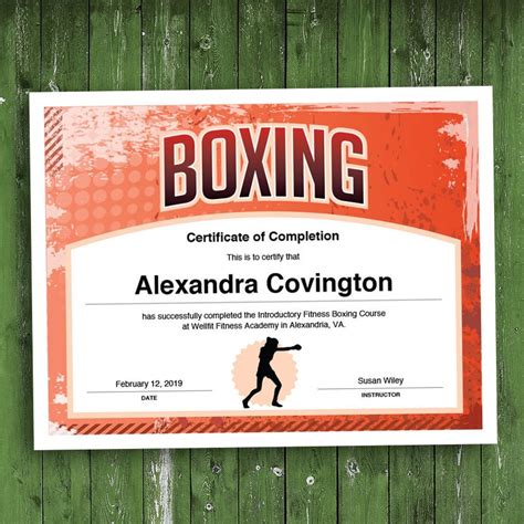 Boxing Customizable Certificate Download Printable Fitness Template