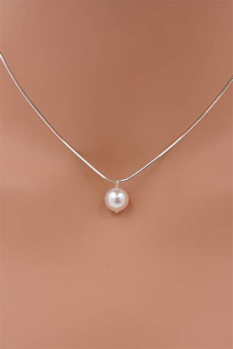 One Pearl Necklace Single Pearl Pendant On Sterling Silver Etsy
