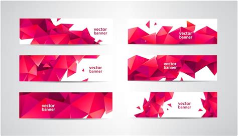 Premium Vector Set Of Banners With Polygonal Geometric Low Poly