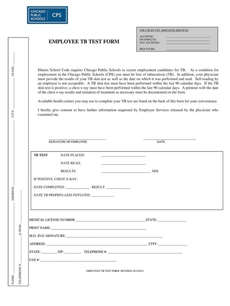 Free Printable Tb Test Form