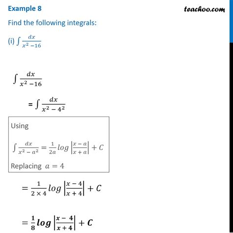 example 8 i find the integral ∫ dx x 2 16 teachoo
