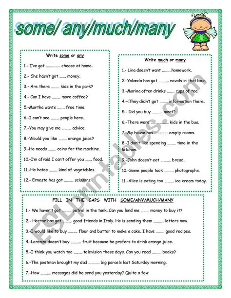 Some Any Much Many Esl Worksheet By Mariaah
