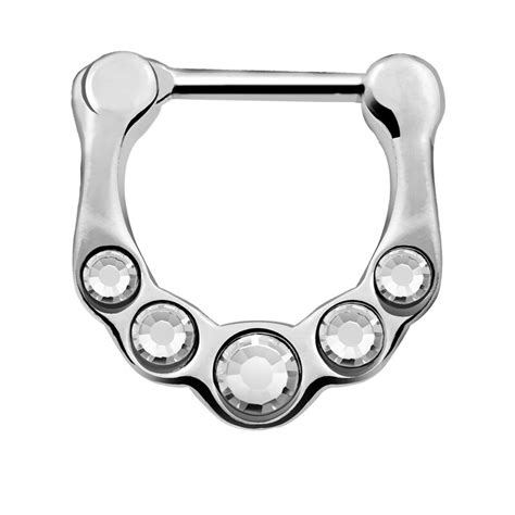 316l Stainless Steel Septum Clicker Clear Cz Nose Ring Nose Ring Jewelry Nose Piercing Nose