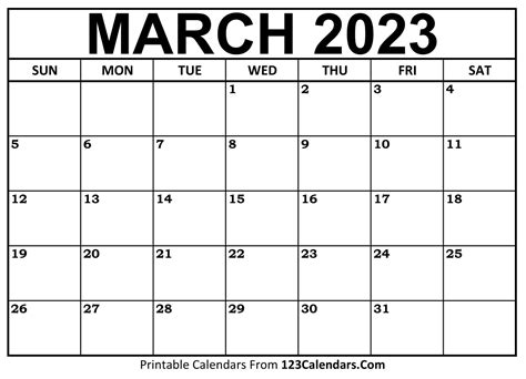 Printable March 2022 Calendar Templates