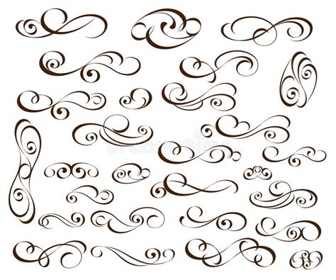 Set Of Elegant Decorative Scroll Elements Vector Illustration Stock