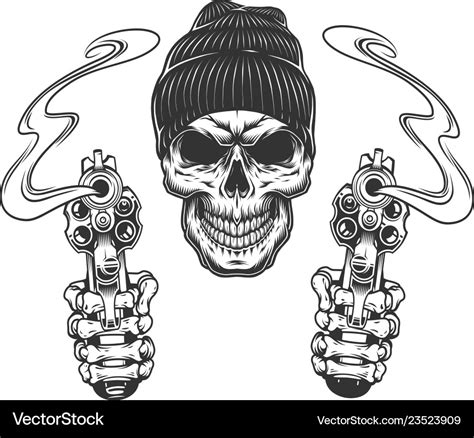 Gangster Skull In Beanie Hat Royalty Free Vector Image