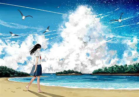The Best 17 Anime Beach Drawing Background Sukunai Wallpaper