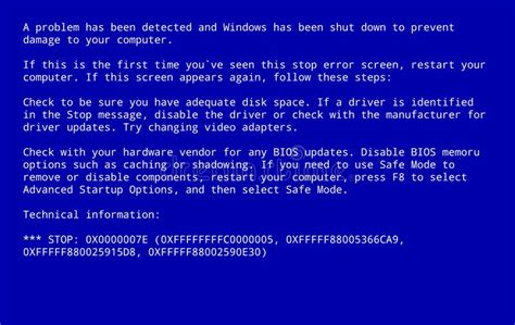 Синий экран смерти Монитор компьютера экрана Bsod Темная фон
