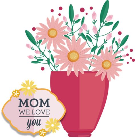 Mothers Day Flower Vase Floral Design For Love You Mom For Mothers Day
