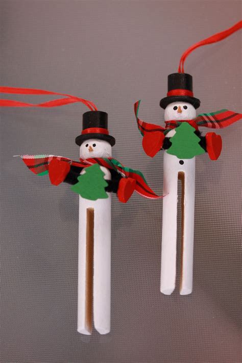 Wooden Clothespin Snowman Ornament Handpainted