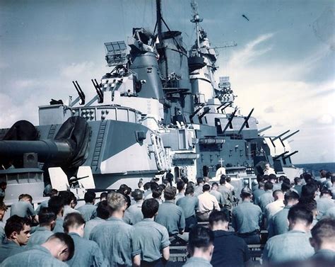 Photo A Roman Catholic Chaplain Performing Mass On The Deck Of Uss
