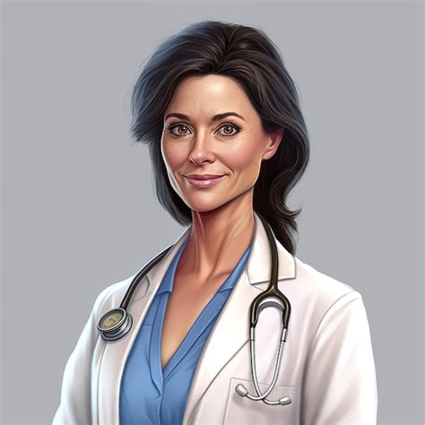 Premium AI Image A Woman In A White Lab Coat With A Stethoscope
