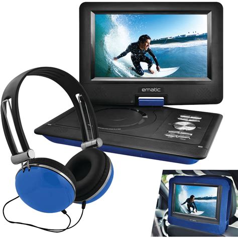 Ematic Epd116bu 10 Portable Dvd Player With Headphones And Car Headrest
