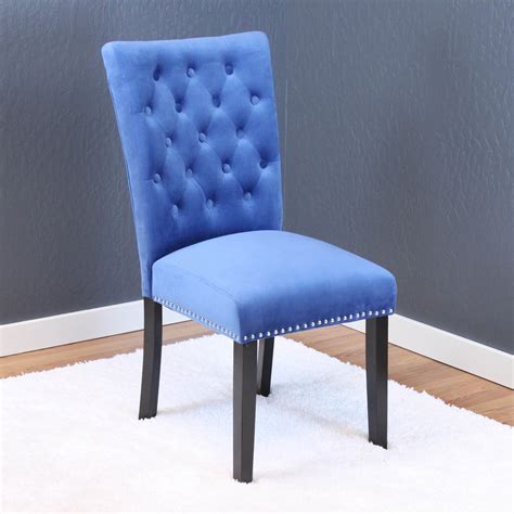 Markelo Sky Blue Velvet Dining Chairs Set Of 2
