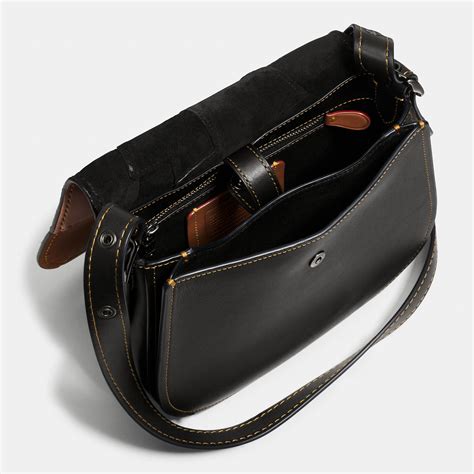 Lyst Coach Saddle Bag 23 In Patchwork Leather In Black