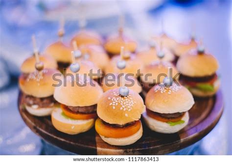 Mini Hamburgers Mini Burgers Party Food Stock Photo 1117863413