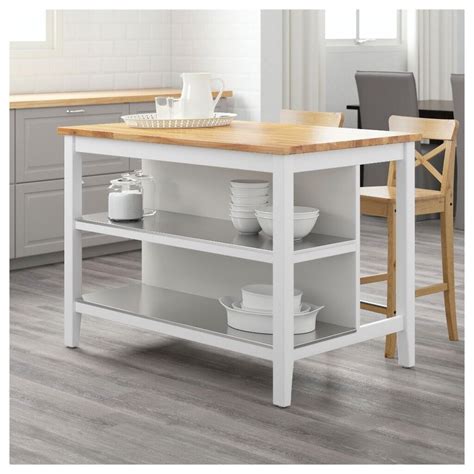 Ikea Free Standing Kitchen Island Stenstorp White With Oak Wood