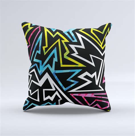 The Crazy Retro Squiggles V1 Ink Fuzed Decorative Throw Pillow