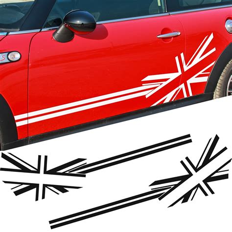 Union Jack Flag Style Side Stripe Body Decal Sticker For Bmw Mini