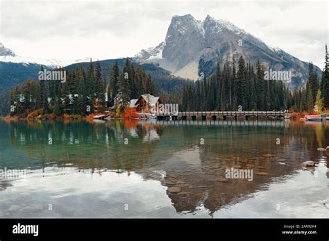 Emerald Lake With Reflections In Yoho National Park Canada Stock Photo