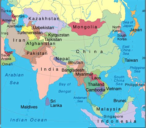 Asie Carte Monde Avec Pays Carte Du Monde Avec Pays