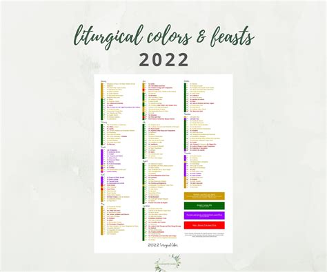 Liturgical Calendar 2022
