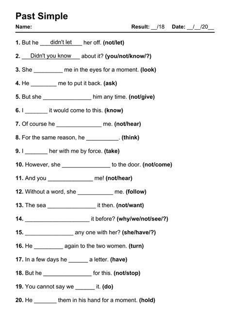 Printable Past Simple Pdf Worksheets With Answers Grammarism