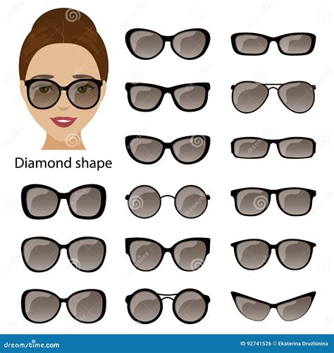 Spectacle Frames And Diamond Face Stock Vector Illustration Of Model Heart 92741526