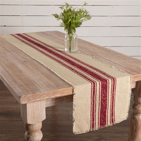 Vintage Burlap Stripe Red 72 Inch Table Runner The Weed Patch