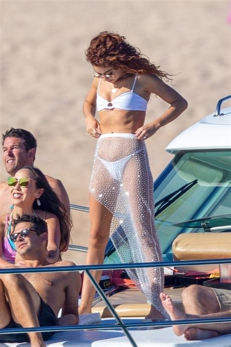 Sarah Hyland In Sizzling High Rise Bikini On A Boat In Cabo San Lucas