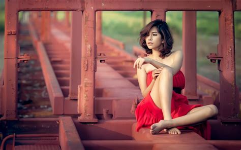 Wallpaper Women Outdoors Brunette Legs Asian Sitting Photography