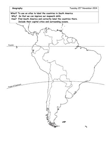 Locate South American Countries On Blank Map By Brads72 Teaching