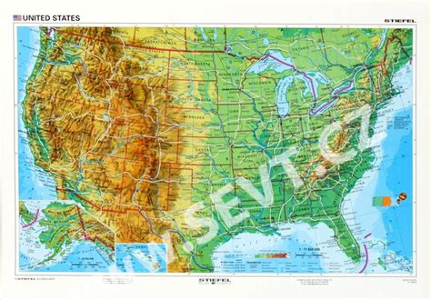 Usa Geografická Politická Mapa A3 Sevtcz