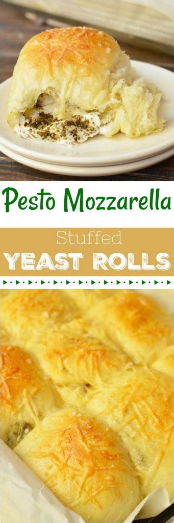 pesto mozzarella stuffed dinner rolls wonkywonderful