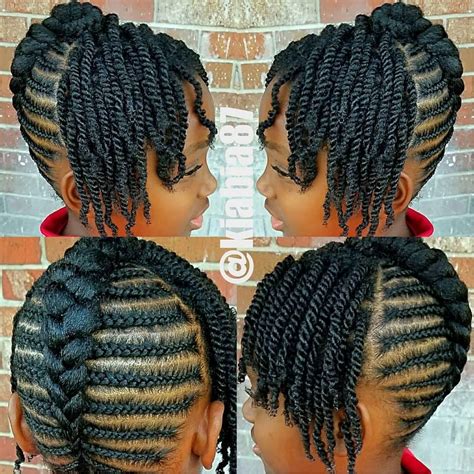 Black natural braided hairstyles for women. #TeamNatural on Instagram: "Cute, @kiabia87!" | Kids ...