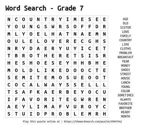 Download Word Search On Word Search Grade 7