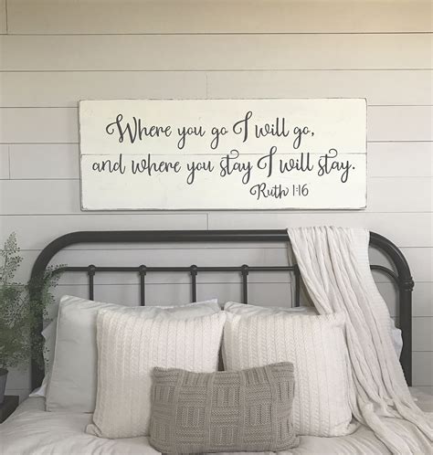 Target / home / home decor / wall decor / white : Bedroom wall decor Where you go I will go wood signs | Etsy